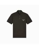 Emporio Armani Polo Uomo in Cotone Piquet – Patch Aquila a Rilievo Nero