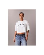 T-shirt Calvin Klein Donna Cropped Boxy Heri Bianco