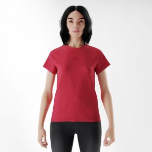 T-shirt maniche corte logo ricamato Rosso