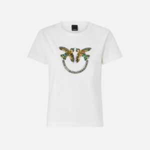 Pinko Quentin T-Shirt Jersey Donna Bianco Bianco