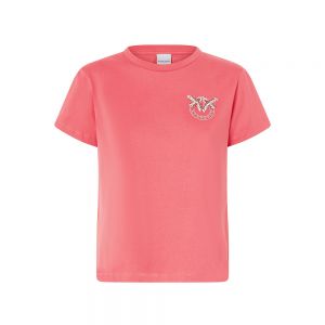 T-shirt maniche corte con ricamo gioiello Love Birds Rosso