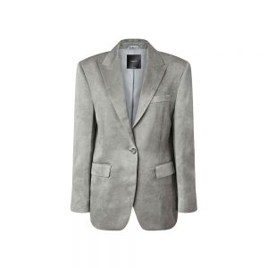 Blazer monopetto in raso fiammato Grigio