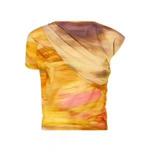 Maglia asimmetrica jersey traslucido Multicolor