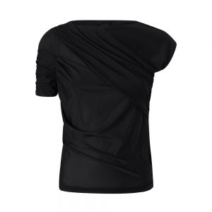 Maglia asimmetrica jersey traslucido Nero