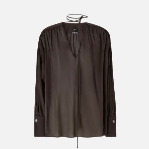 Pinko Asola Blusa Voile Maglia Donna Marrone Marrone