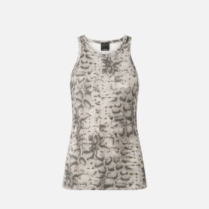 Pinko Belfiore Canotta Costina T-shirt Donna Beige Beige