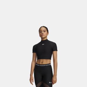 Under Armour HeatGear® – Maglia a maniche corte Mock Crop da donna Nero