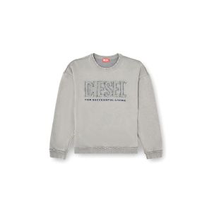 Felpa Diesel S-BOXT-RAW-V1 girocollo relaxed fit con ricamo “For Successful Living” Grigio