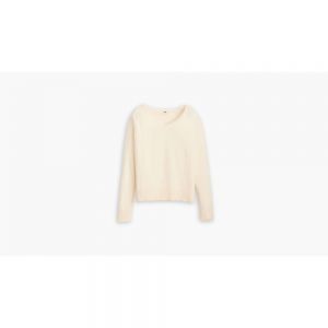 PETAL VNECK SWEATER WHITE SWAN Neutral