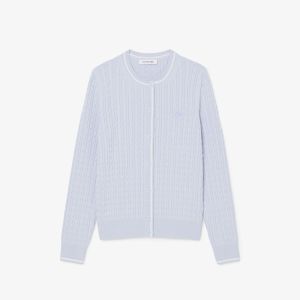 Cardigan a righe Lacoste da donna in maglia a trecce Azzurro
