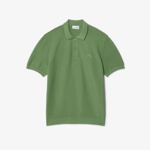 Polo in maglia bouclé Lacoste da uomo classic fit Verde