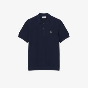 Polo in maglia bouclé Lacoste da uomo classic fit Blu