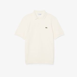 Polo in maglia bouclé Lacoste da uomo classic fit Bianco