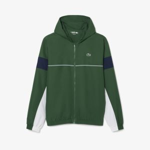 Giacca tuta sportiva color block Lacoste da uomo con cappuccio Verde