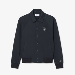 Giacca Lacoste da uomo realizzata in Francia con stemma rétro Nero