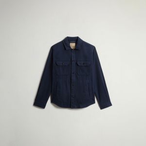 Camicia Woolrich Uomo Linen blend safari overshirt gd Blu