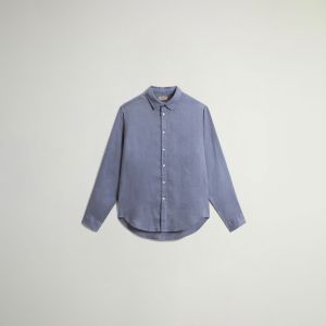 Camicia Woolrich Uomo Linen shirt Azzurro