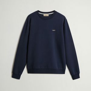 LOGO INTERLOCK CREWNECK Blu