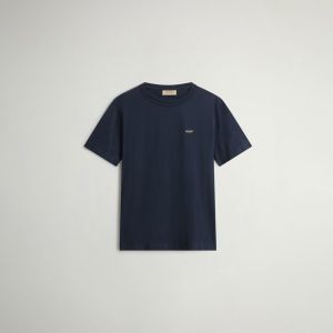 T-shirt Woolrich Uomo Cotton logo t-shirt Blu