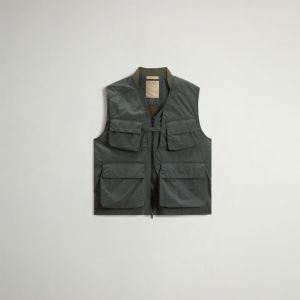 Gilet Woolrich Uomo Shiny nylon vest Verde