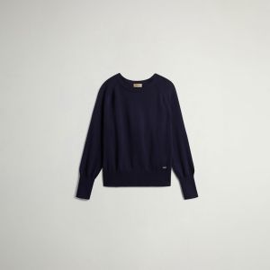 Maglia Woolrich Donna Cotton modal crewneck Blu