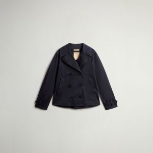 Cappotto Woolrich Donna Tech cotton peacoat Blu