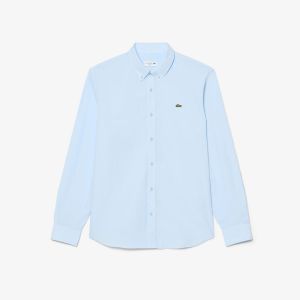 Camicia regular fit Lacoste da uomo in popeline elasticizzato Azzurro