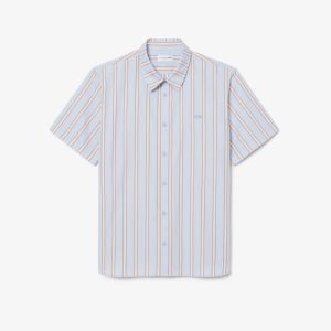 Camicia regular fit Lacoste da uomo in popeline a righe a maniche corte Azzurro