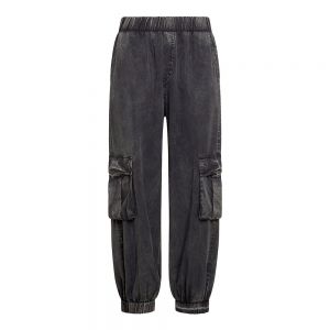 MARBLED TWILL CARGO PANTS nero