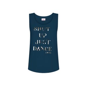 DEHA Comfort Graphic Jersey Top T-shirt Donna Blu Blu