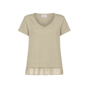 DEHA Silk Trims V-Neck T-Shirt Donna Beige Beige