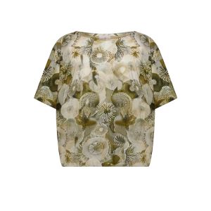 DEHA Allover Cotton Muslin Top T-shirt Donna Verde Verde