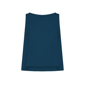DEHA Flared Stretch Poplin Tank T-shirt Donna Blu Blu