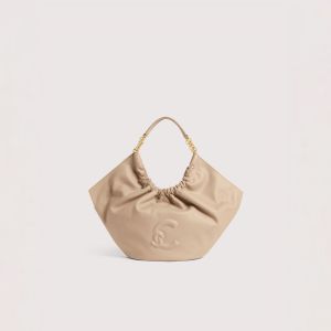 Borsa coccinelle handbag smooth leather da donna Beige