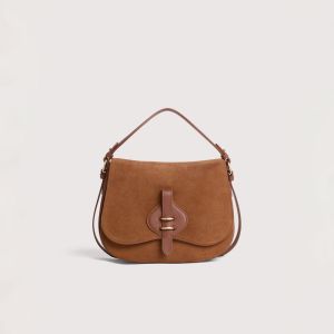 Borsa coccinelle handbag suede leather da donna Marrone