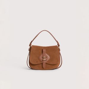 Borsa coccinelle handbag suede leather da donna Marrone