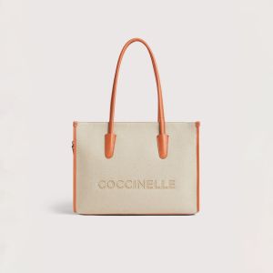 Borsa coccinelle handbag canvas fabr. da donna Rosso