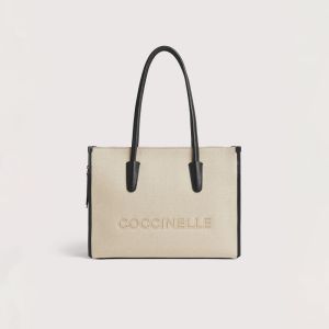 Borsa coccinelle handbag canvas fabr. da donna Nero