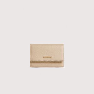 Portafogli coccinelle wallet grained leather da donna Beige