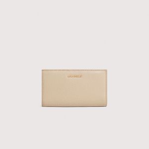 Portafogli coccinelle wallet grained leather da donna Beige