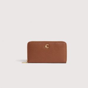 Portafogli coccinelle wallet grained leather da donna Marrone