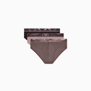 Emporio Armani Underwear Slip uomo pack 3 – Cotone elasticizzato biologico e comfort premium Grigio