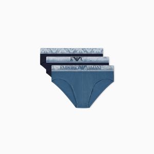 Emporio Armani Underwear Slip uomo pack 3 – Cotone elasticizzato biologico e comfort premium Blu