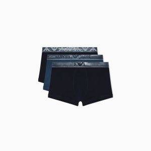 Emporio Armani Underwear Parigamba uomo pack 3 – Cotone elasticizzato biologico e comfort premium Blu