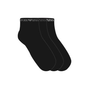 Emporio Armani Underwear Calzini uomo pack 3 – Cotone stretch con profilo logato jacquard Nero