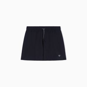 Emporio Armani Underwear Costume shorts uomo – Tessuto operato con coulisse e patch logata Blu