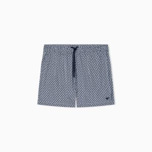 Emporio Armani Underwear Costume shorts uomo – Stampa all over e micro aquila ricamata Bianco