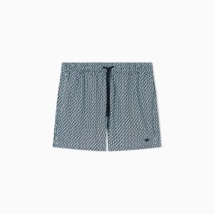 Emporio Armani Underwear Costume shorts uomo – Stampa all over e micro aquila ricamata Blu
