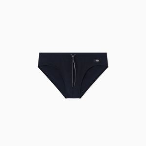 Emporio Armani Underwear Costume slip uomo – Tessuto riciclato operato con patch logata Blu