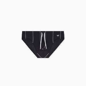 Emporio Armani Underwear Costume slip uomo – Righe verticali all over e micro aquila ricamata Fantasia